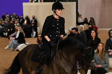 Charlotte Casiraghi rides onto Chanel runway on a .